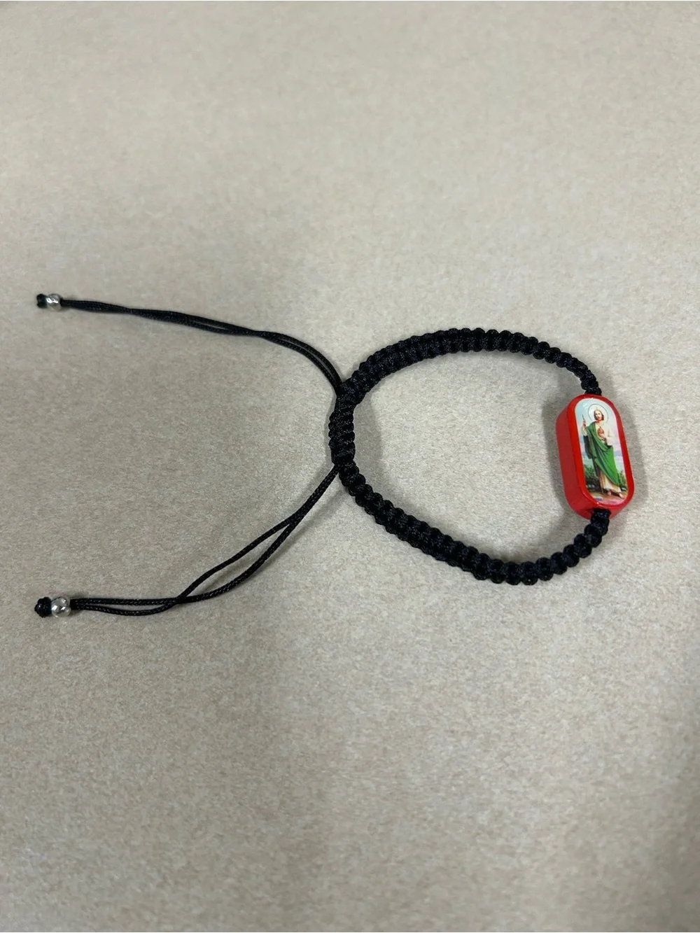 Black Braided Adjustable Bracelet with Red St. Jude Charm